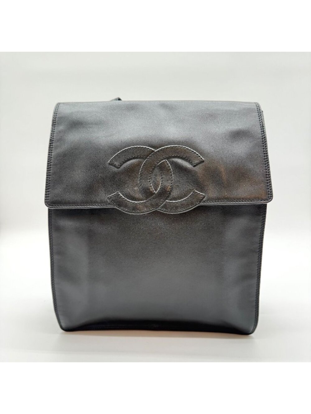Chanel Lambskin Backpack Big CC Logo Black